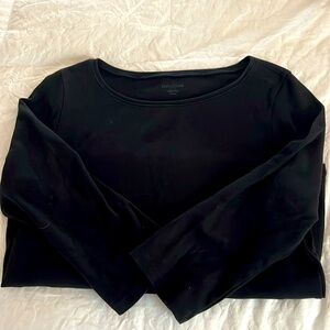 Eileen Fisher organic cotton 3/4 sleeve black top, sz Petite Medium